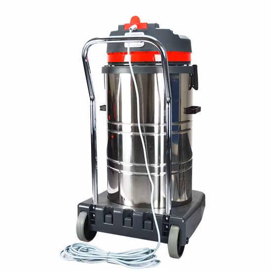 Aspirador industrial en seco y húmedo de acero inoxidable con tres motores de 80 l